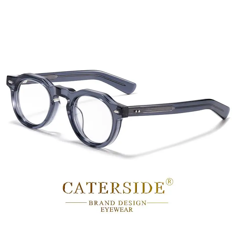 CATERSIDE Vintage Runde Männer Optische Gläser Rahmen Acetat Hohe Qualität Pin Core Dicken Rahmen Gläser Frauen Dekoration Brillen – Detail 14