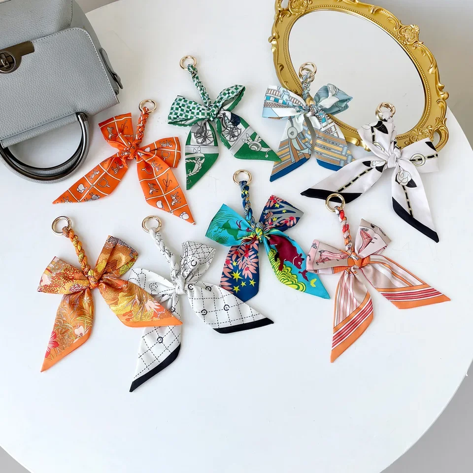 

Hanging Bag Small Streamers High-end Twill Scarf Printed Kicker Scarf Trendy Strip Decorative Scarf Wholesale