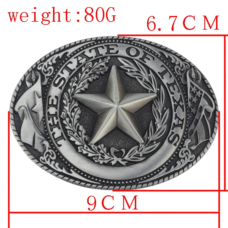 Texas Bandeira Belt Buckle, Padrão Cinco Estrelas