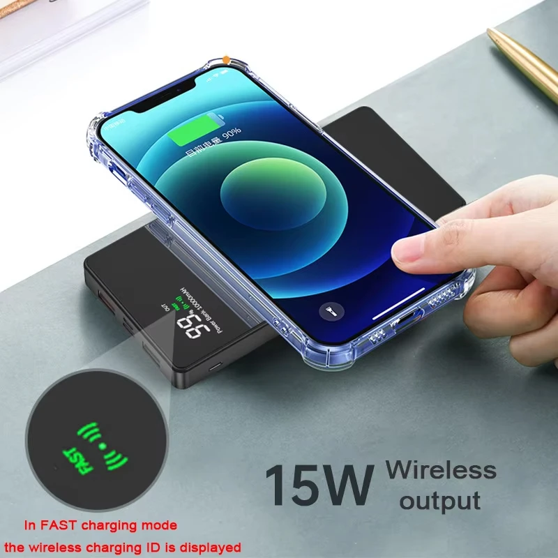 20000mAh Qi Wireless Power Bank 22.5W Fast Charging 15W Wireless Charger Portable Battery For iPhone 15 Samsung Xiaomi Huawei
