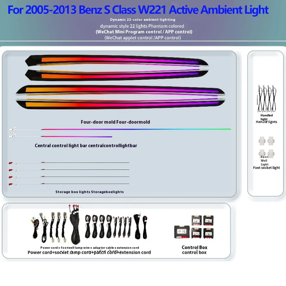 LED Active Ambient Light For Benz S W221 S350 S400 S550 W216 2005-2014 Atmosphere RGB Ambiente Lamp Kit Backlight environmental