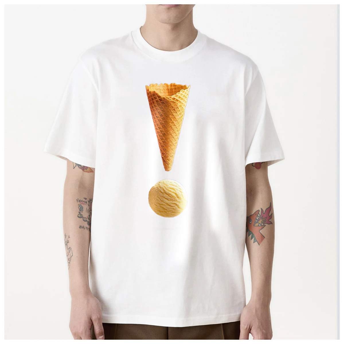 Ice Cream Popsicle Dessert summer sweet cute cold  men's t shirt Women Fashion 100% Cotton summer casual Breathable Couple Tops