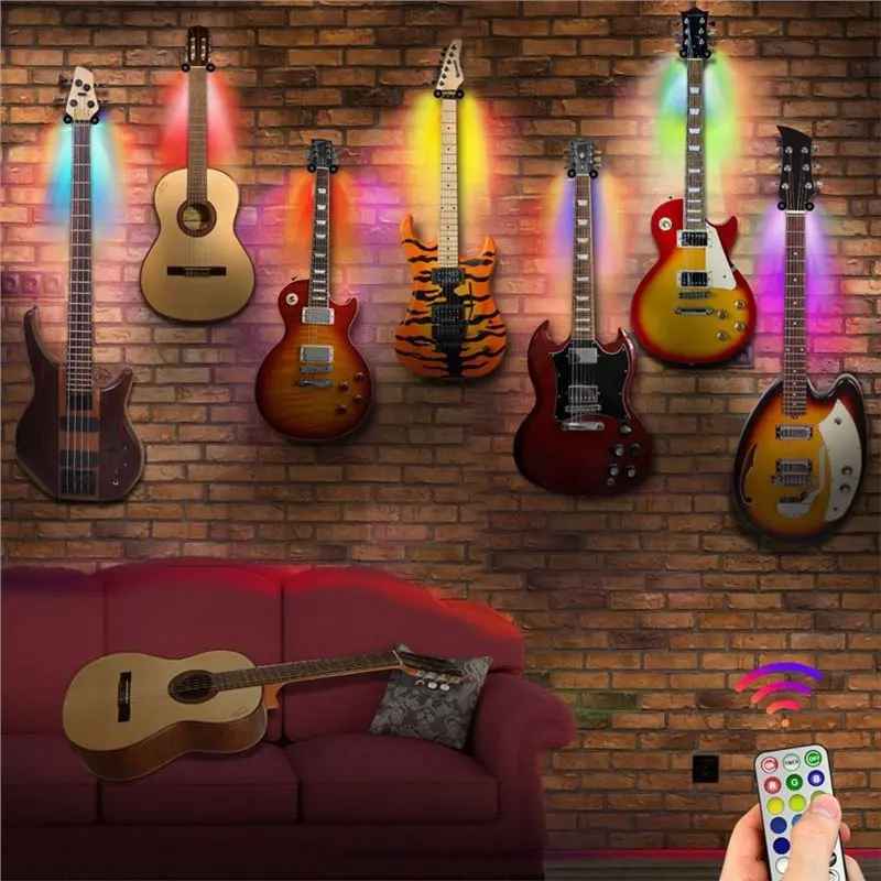 AC23-LED Guitar Wall Mount Hanger RGB Guitar Hook For Home Studios, Bedroom Setups, Music Rooms, And Guitarist Decor
