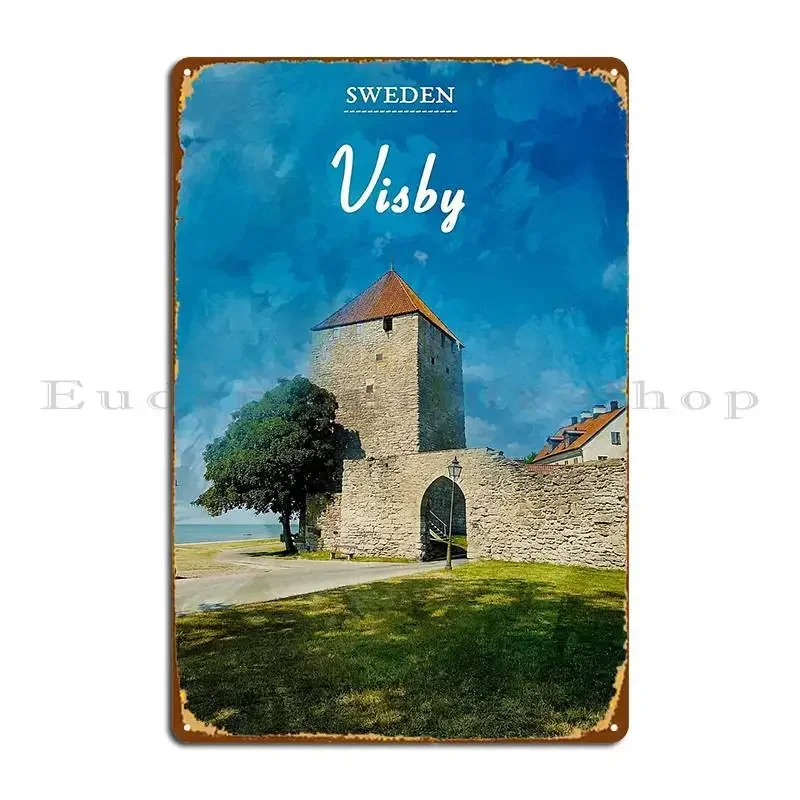Visby Sweden Metal Sign Vintage Mural Funny Customized Cave Tin Sign Poster