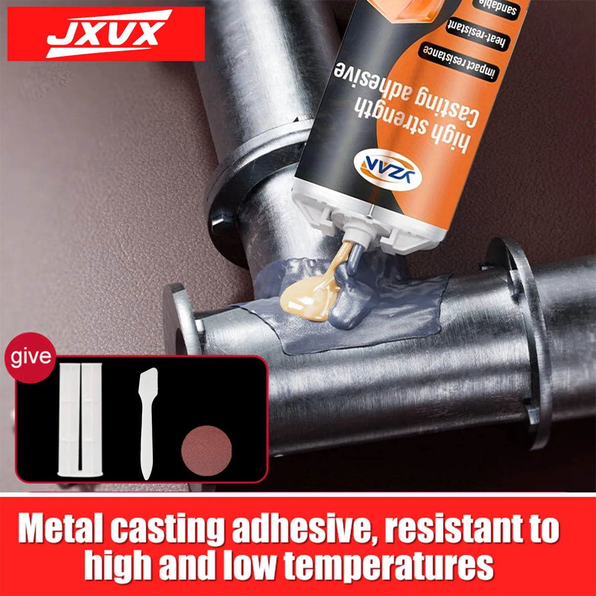 50ML High Strength Metal Repair Glue AB Glue Strong Iron Bonding Heat Resistance Cold Weld Metal Repair Adhesive Agent Casting Glue liquid metal Sealant Includes mixing tools.