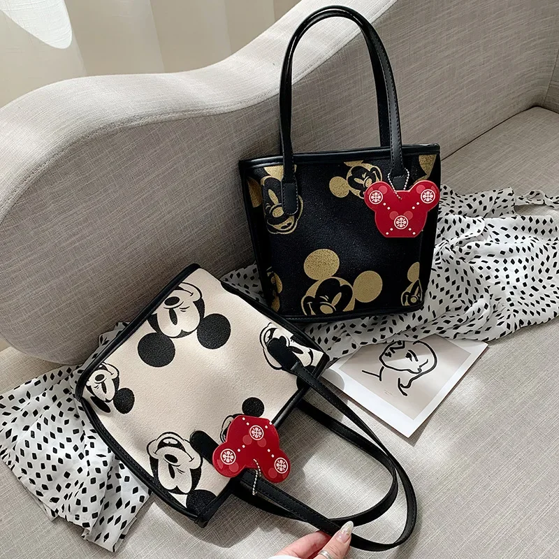 Disney spring new Mickey print bag fashion wild ins large capacity shoulder handbag cartoon bag  plush backpack