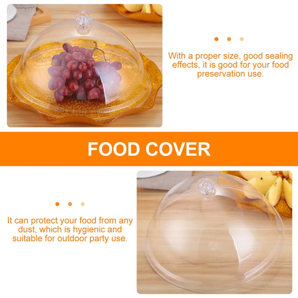 

Food Cover Transparent Round Fresh-Keeping Dust-Proof Lid Clear Food Display Meal Plate Lid with Handle Meal Plate Cover