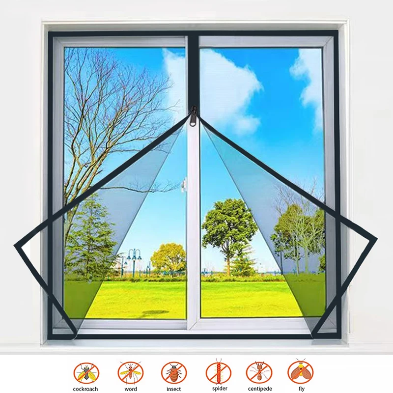 Various Size, Zipper Self-Adhesive Mosquito Net Window Screen Invisible Anti-Mosquito Window Curtains Mosquito Nets for Windows