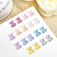 50PCS Cute Solid Color Bear Nail Charms Transparent Gradient Bear Aurora Series Nail Art Decorations Handmade DIY Manicure