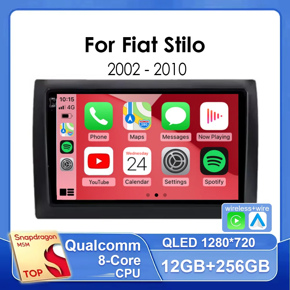

Android 14 For Fiat Stilo 2001 - 2010 QLED Android Car Radio Multimedia Video Player GPS Stereo CarPlay 4G Head Unit Qualcomm