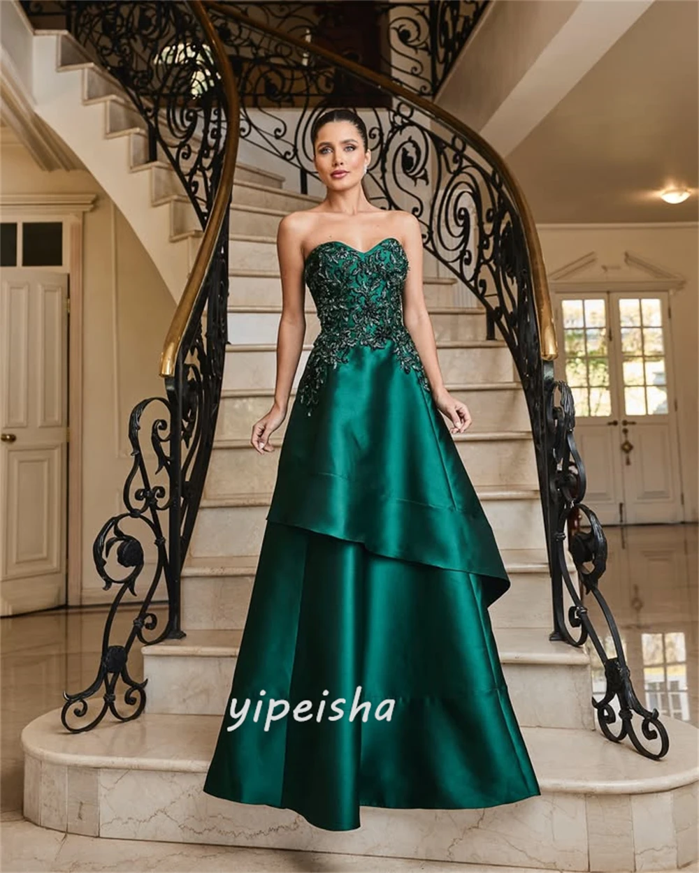 Personalizado elegante estilo moderno charmeuse beading plissado a linha sem alças vestidos longos vestidos de noite tamanhos disponíveis intrincados