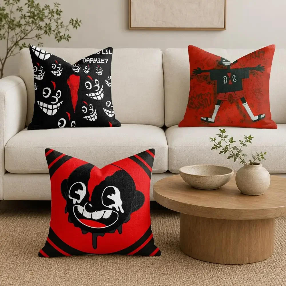 Rap Singer l-Lil Darkie Street Cushion Cover Organic Natural Linen Pillowcase with Double Sided Print for Sofa Home Decor Gift