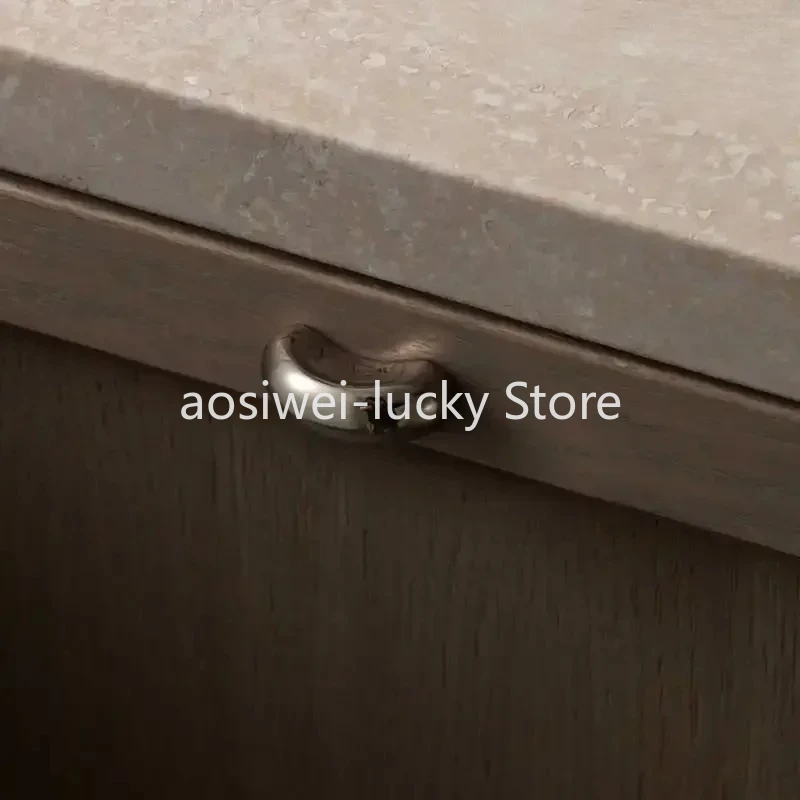 Polished Chrome Furniture Handle  Modern Solid Brass Pulls High-end Nordic Minimalist Style Drawer Handle Glossy Kitchen Handle