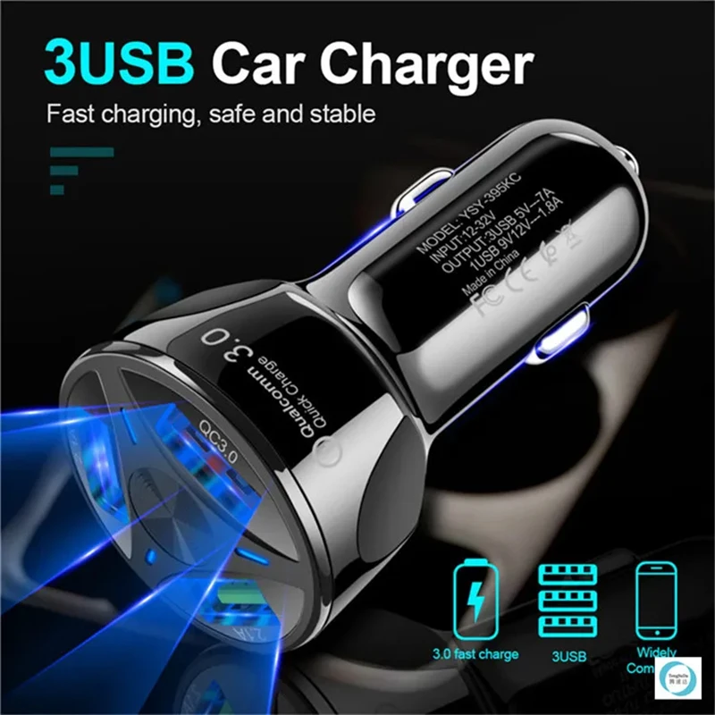 

Быстрое зарядное устройство QC3.0 Mini с 3 портами USB для iPhone и Huawei, адаптер для быстрой зарядки мобильных телефонов в автомобиле