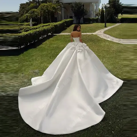 Hjärtformad Krage Bröllopsklänningar För Kvinnor Bara Axlar Ärmlösa Brudklänningar Prinsessa Bankett Vestidos De Novias Anpassade 10 best sales Recensioner av Alibaba-brudklänningar - №7