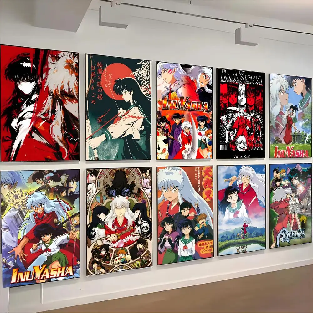 Inuyasha classic anime collage Poster Self-adhesive Advanced Aesthetic Printing Paper Wall Art for Living Room Home Decor