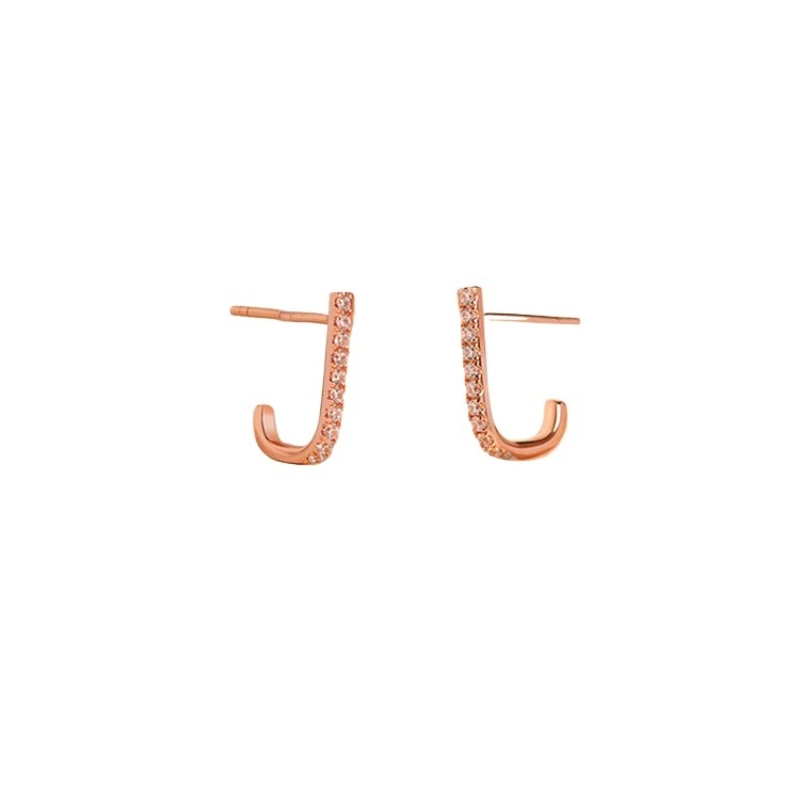 

925 Sterling Silver Letter Shaped Earrings Fashionable Luxurious Exquisite Personalized Design Versatile Accessories for Women