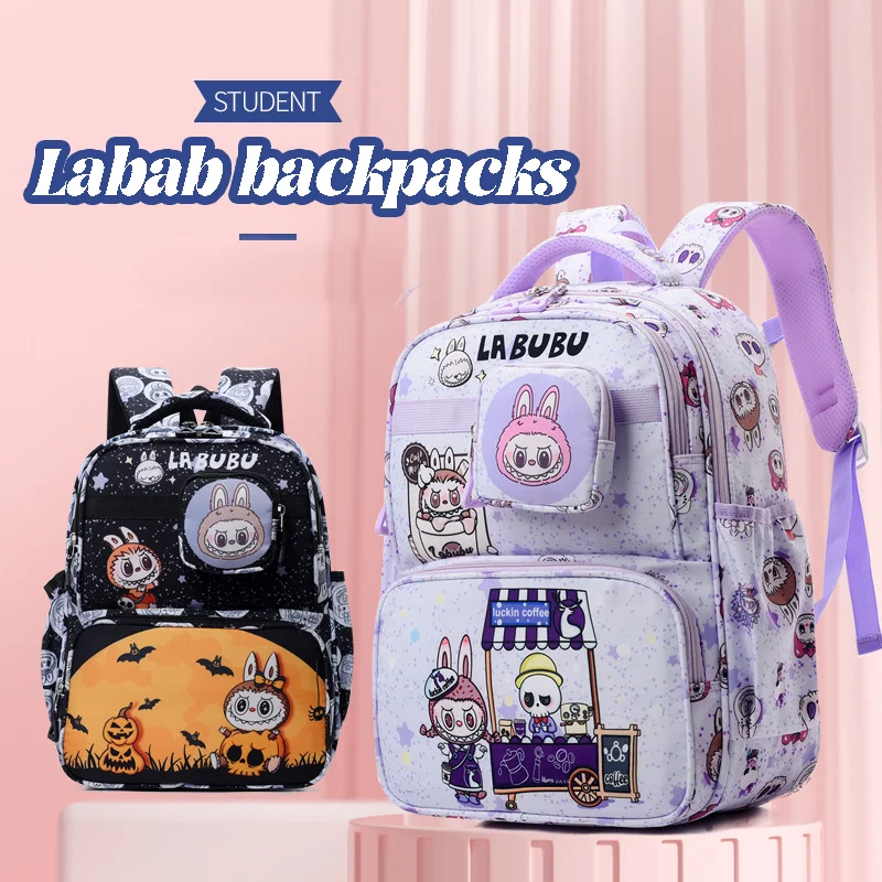 

Labubu Backpack Cartoon Cute Large Capacity Breathable Burden-Reducing Multifunctional Student Spine Protection Backpack Gift