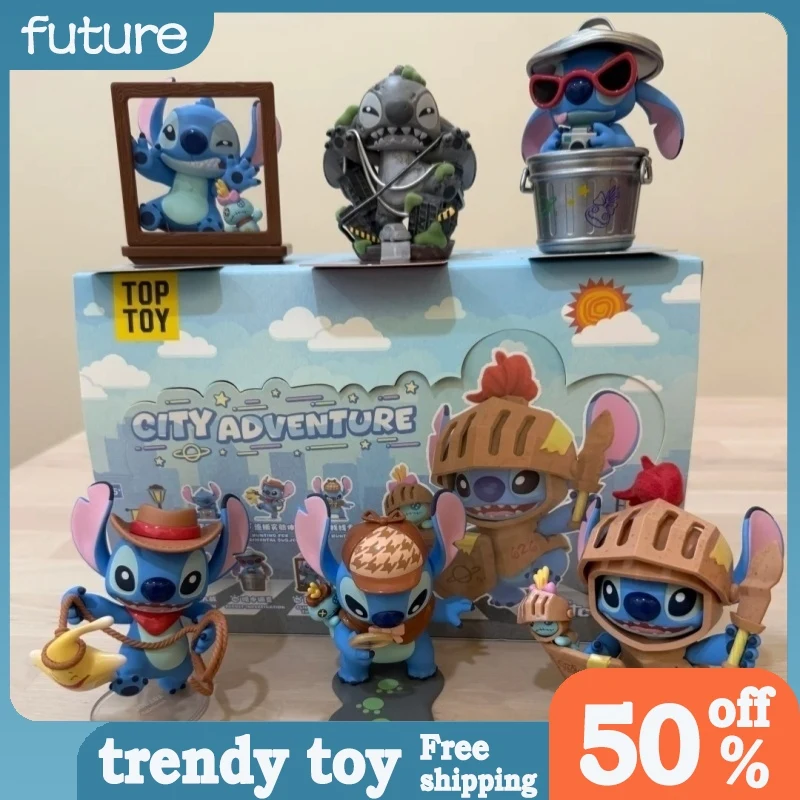 Toptoy Disney Stitch City Adventure Series Blind Box Doll Kawaii Anime Action Figure Surprise Mystery Box Toy Decor Girls Gift