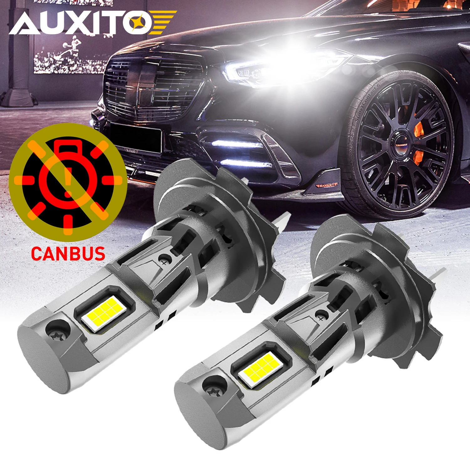 

2Pcs AUXITO M5S H7 LED Turbo Headlight Bulbs High Power 120W Super White Car Low Beam 12V CSP Canbus Lamp Mini Spotlight 22000lm