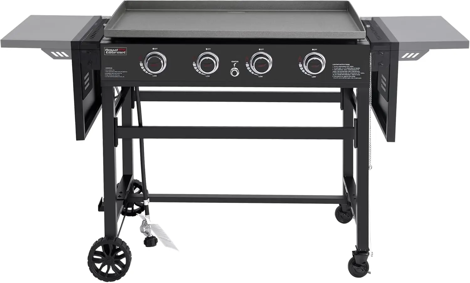 4-Burner Propane Gas Griddle with Folding Side Tables,35-Inch Outdoor Flat top Grill with 52,000 BTUs Cooking Power for Barbecue