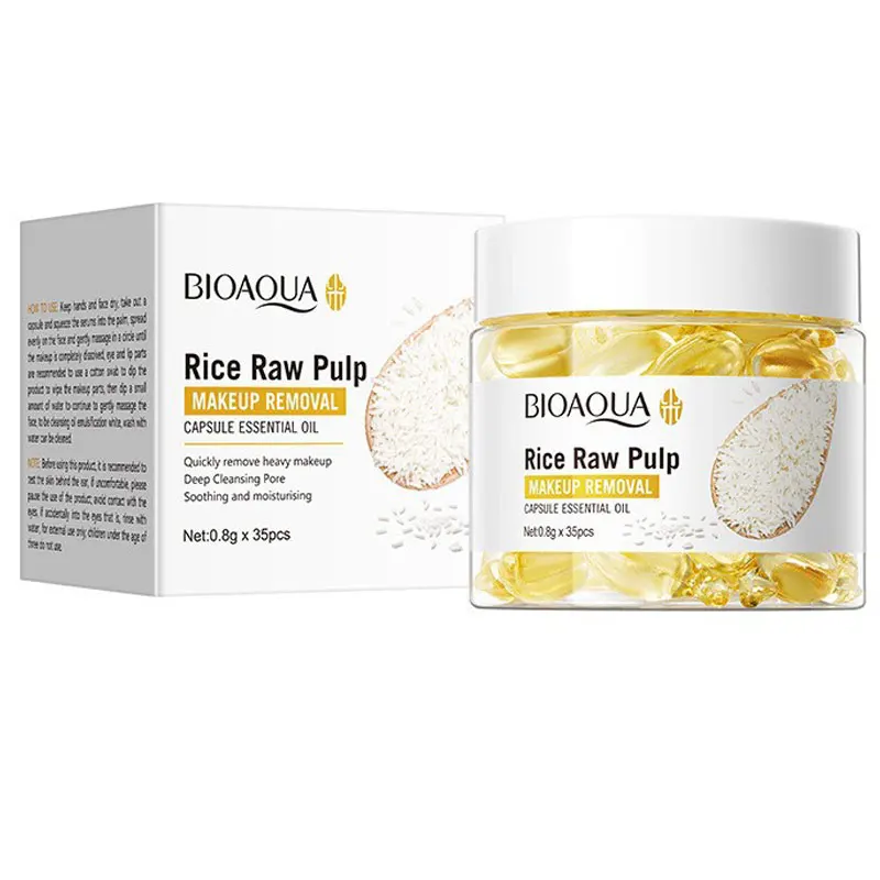 BIOAOUA Rice Raw Powder Remover Capsule Essential Oil Dissolve Makeup Gentle Non-irritating Cleansing Products