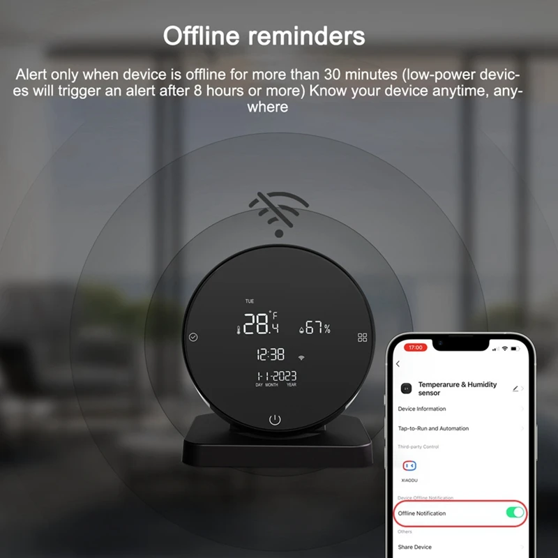 Tuya WIFI USB Rechargeable Temperature and Humidity Detector Home Baby's Room Hygrometer LCD Display IR Controller-AT35