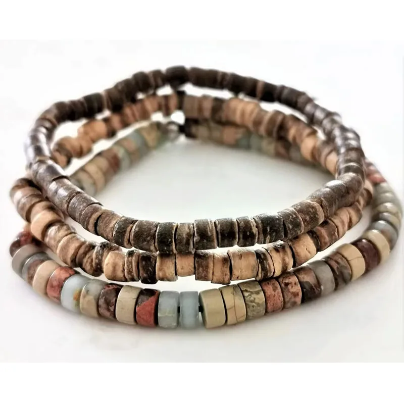 Herenarmband met kralen, armband in surferstijl. Herenarmband, stapelarmbanden, stretch-boho-armbanden