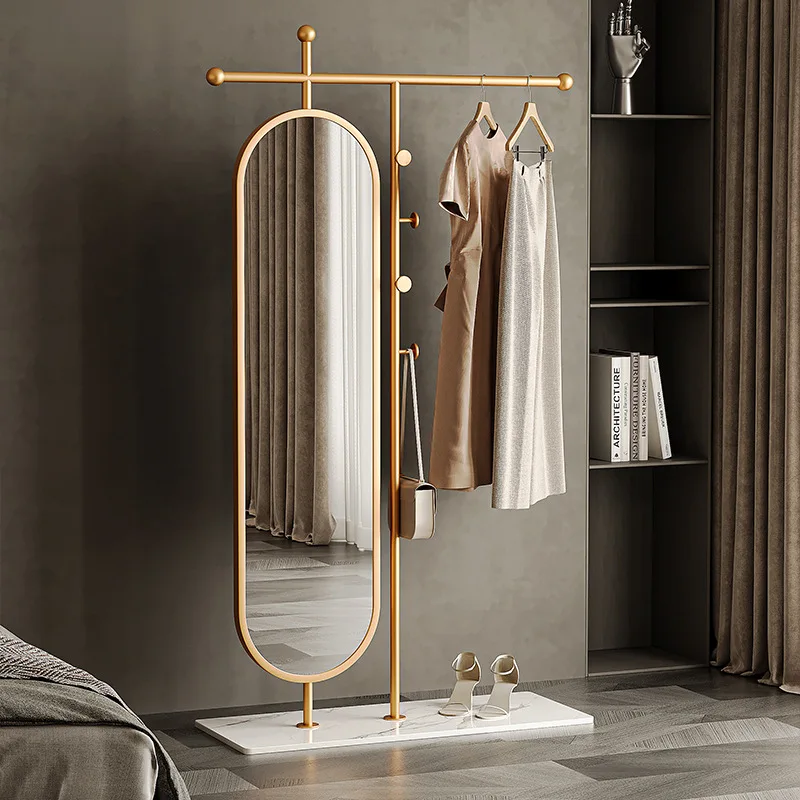 Household Nordic light luxury coat rack, full-length mirror integrated hanging hanger, floor-to-ceiling bedroom with mirror