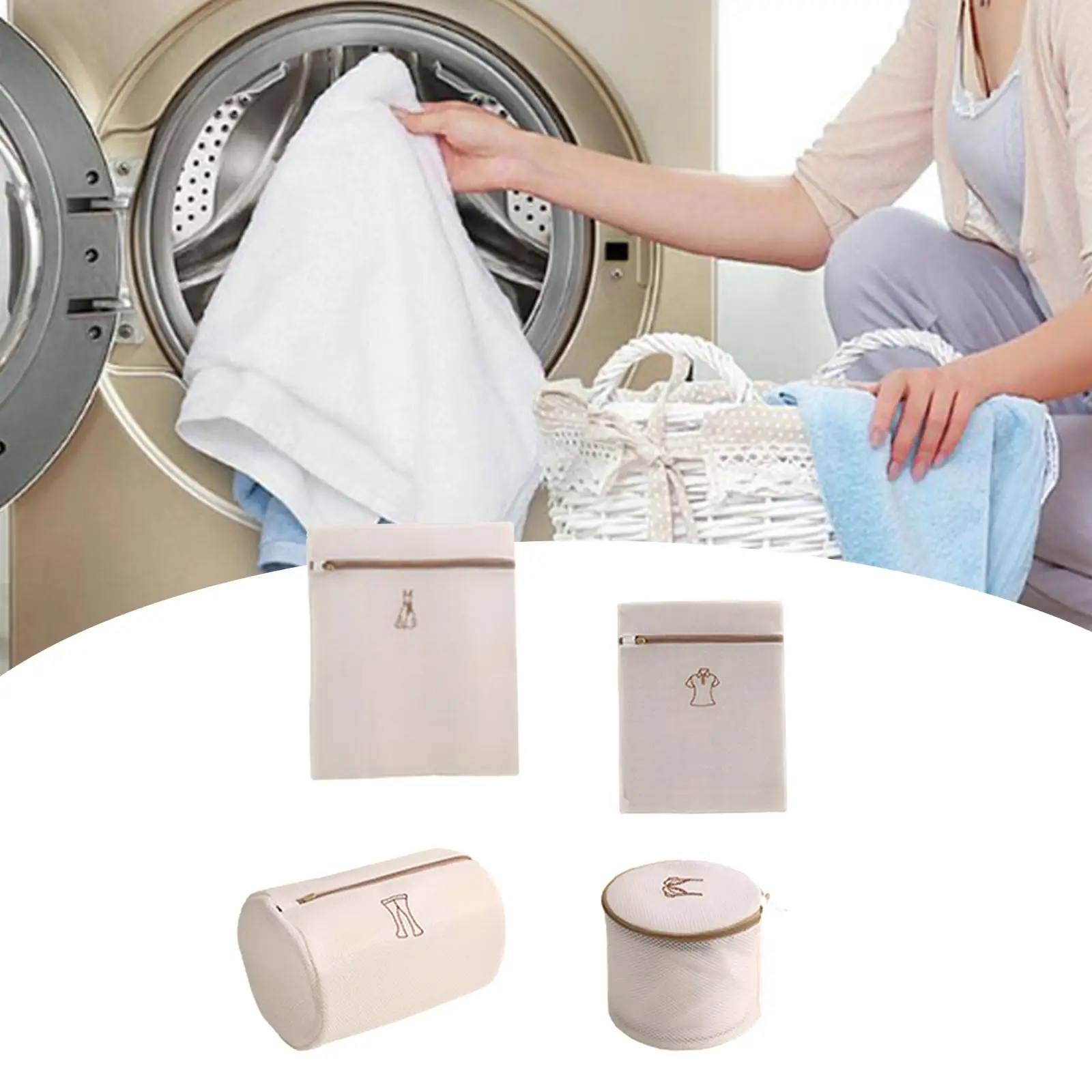 Mesh Laundry Bags Thickened Household Durable with Premium Zipper Clothing Washing Bag for Tops Pants Blouse Lingerie Stockings