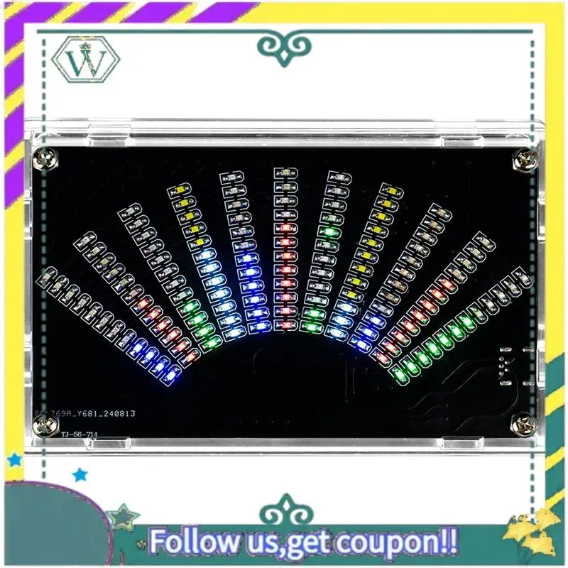 A28Q-Fan-Shaped LED Music Spectrum Rhythm Light Display DIY Production Kit SMD Component Practice TJ-56-714