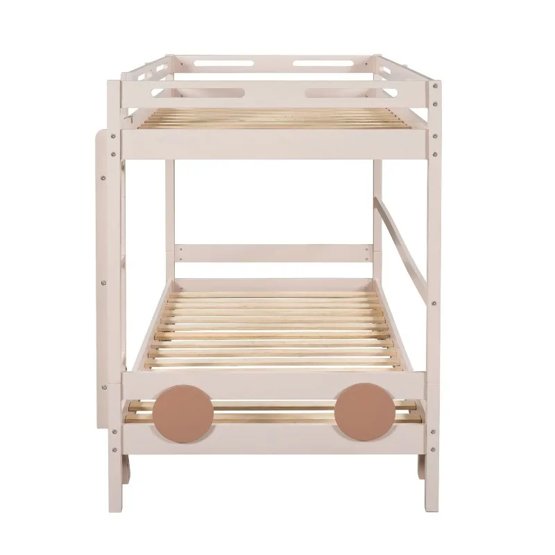 Bunk beds Cute, upper and lower wooden beds with ladders