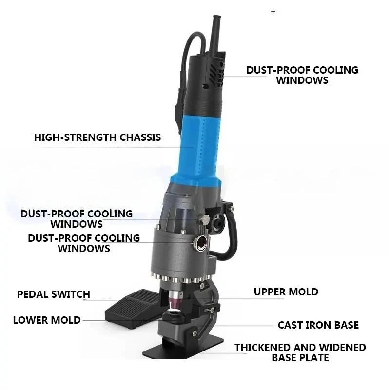 Hydrauliczna dziurkarka ręczna elektryczna do profili kątowych, mała dziurkarka do profili kątowych ze stali nierdzewnej.