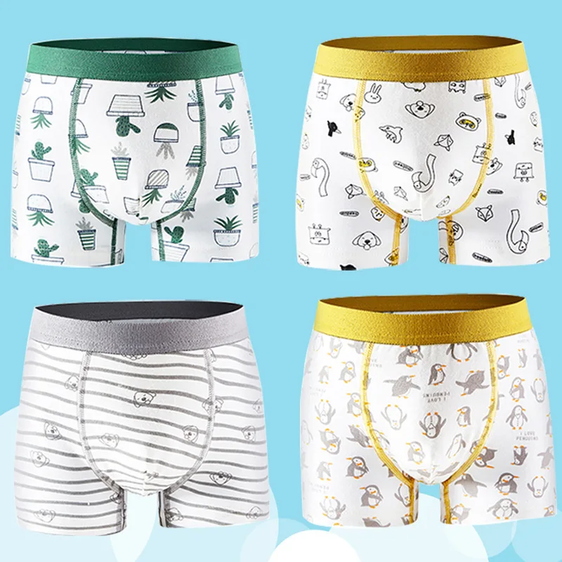 1/4/8 pcs Boys Boxer Sets Briefs Kids Cotton Underwear Baby Boy Underpants Teenager Cartoon Dinosaur Print Soft Children Panties