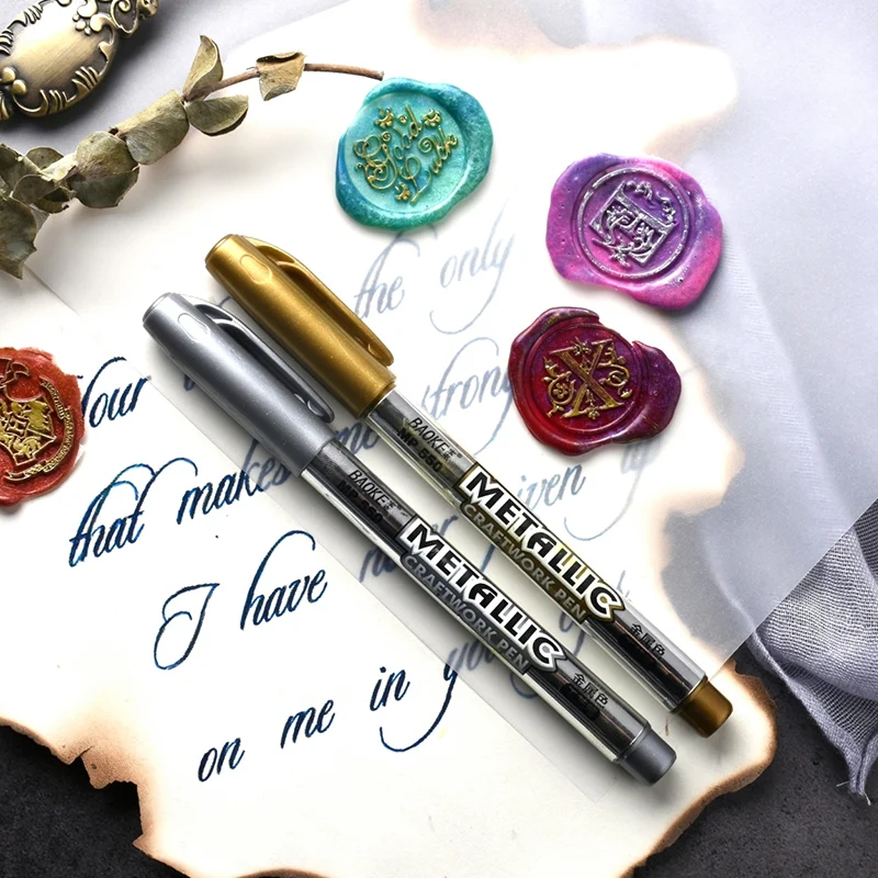 Gold Silver Marker สีน้ำ-ฐาน Marker ปากกาสำหรับเซรามิคแก้วผ้าหนัง Dark กระดาษภาพวาด Doodling DIY ศิลปะและหัตถกรรม