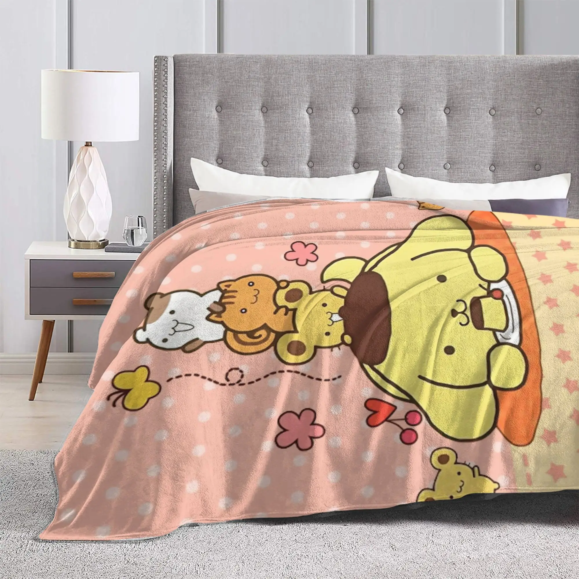 Pompompurins Cartoon Cute Blankets Fleece Decoration   Multifunction Super Warm Throw Blanket for Bedding Couch Quilt