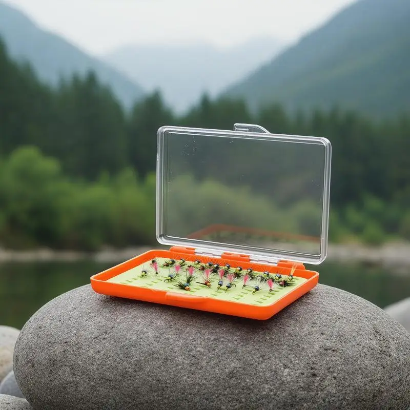 Scratch-resistant ABS Fly Fishing Hook Storage Box Clear Lid Soft Secure Foam Slots Tackle Case for All Level Anglers