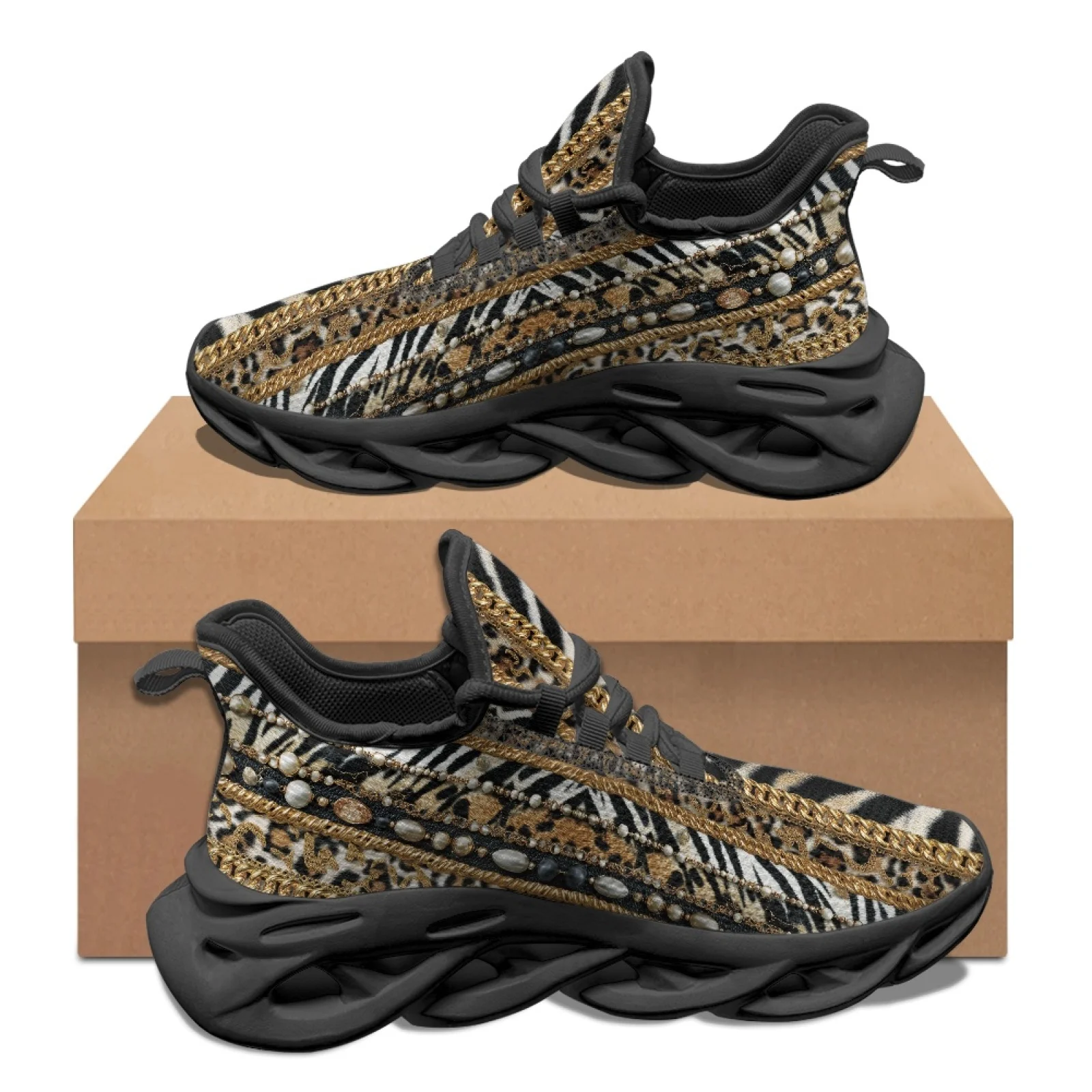 PENSTROLL Animal Chain Print Lightweight Running Shoes Athletic Footwear for Unisex Casual Men's Blade Sneakers