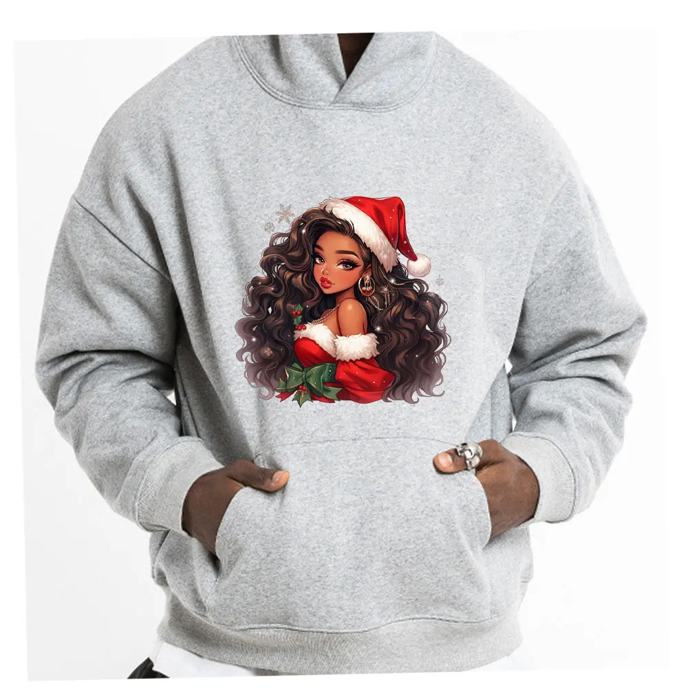 Christmas Black Lady Iron on Patches For Clothes Afro Women Heat Transfer Stickers for Christmas Iron on Patches for Cothing image 3
