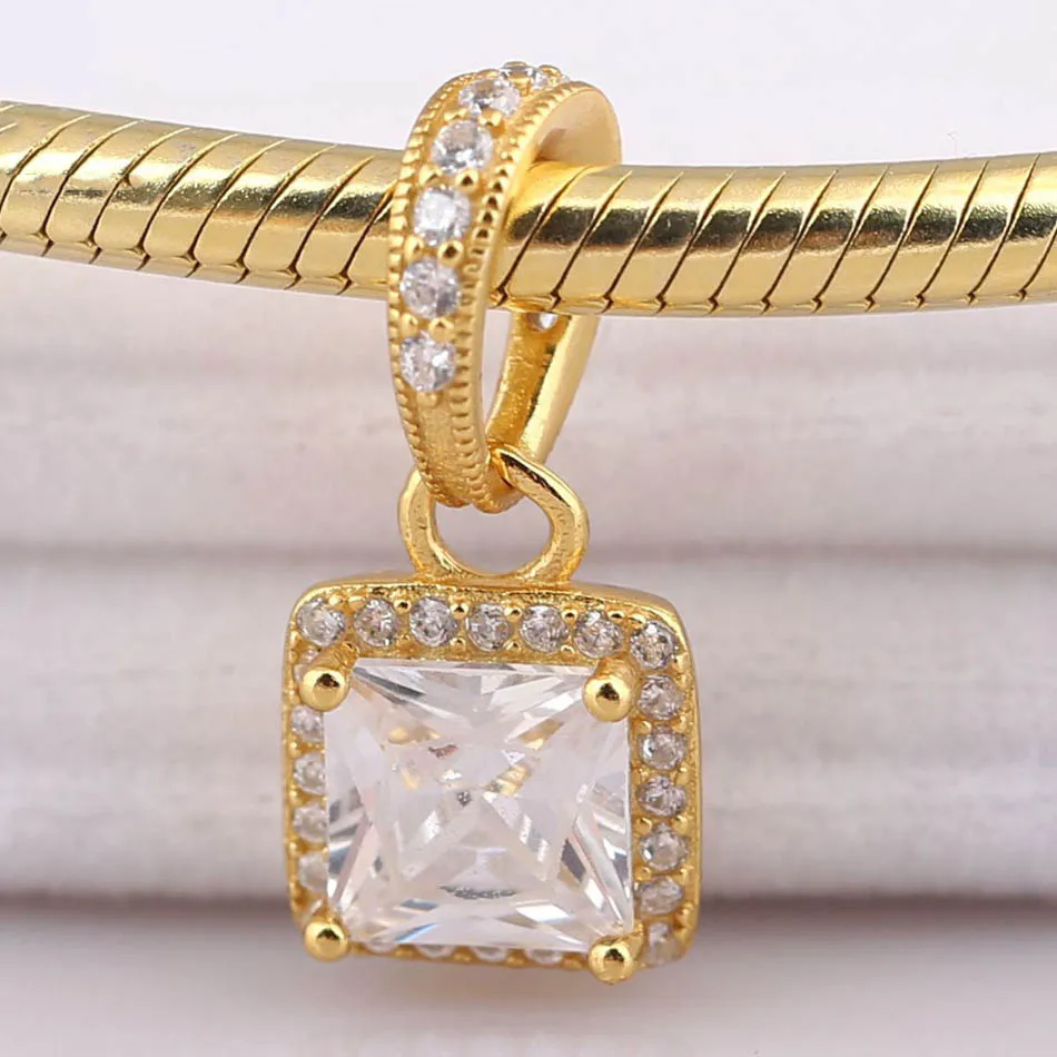 Silver Plated Pendant Bead DIY Jewelry Timeless Dangle Charm for Women Bracelets Shine & Clear CZ