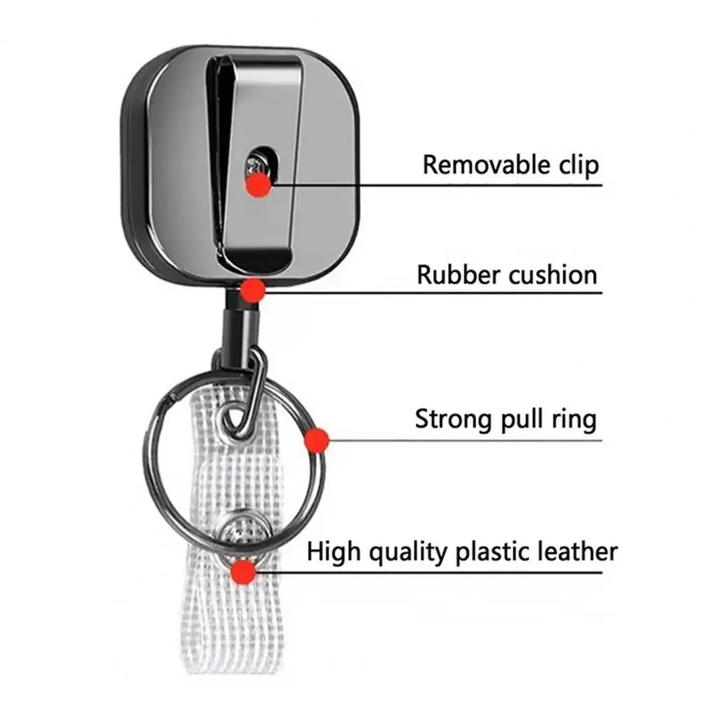 Metal Keychain Holder Heavy-duty Retractable Keychain with Smooth Reel Mechanism Adjustable Wire Rope Length Belt Clip Secure