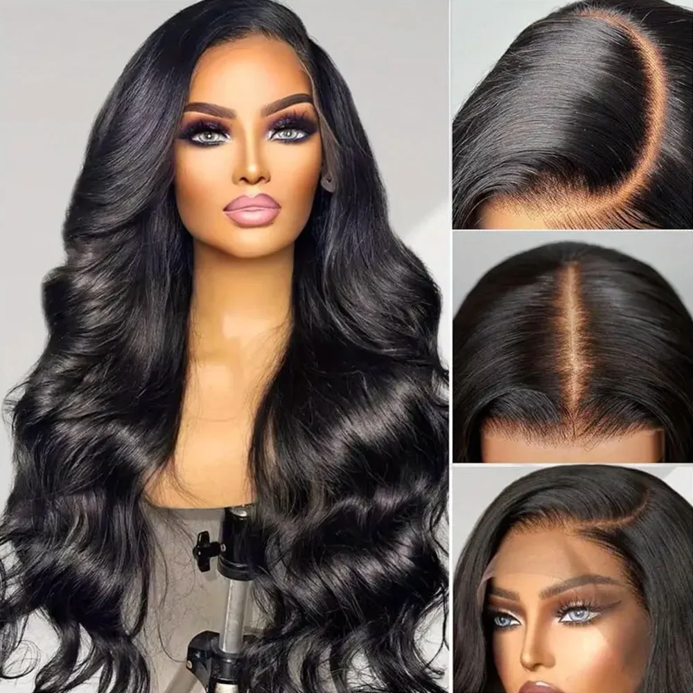 Ready To Wear Transparent Lace 200% Density Body Wave Lace Front Wigs Human Hair 5x5 Glueless Natural Color Women With Baby Hair