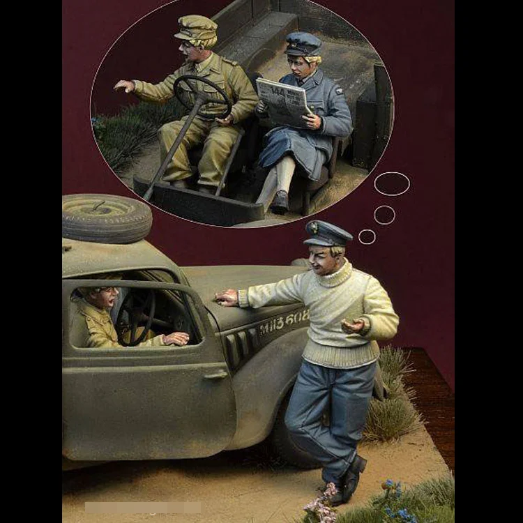 Modelo de figura de resina fundida a escala 1/35, sin Coche, sin pintar, envío gratis