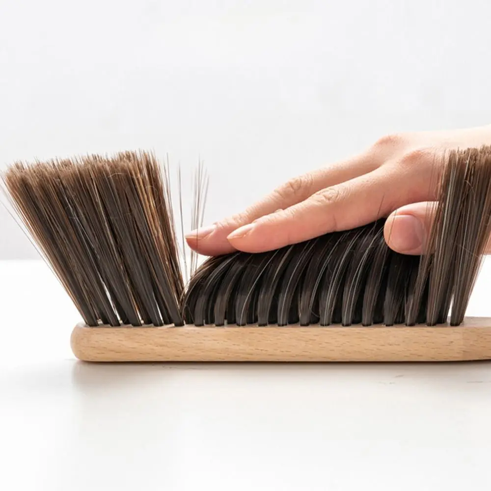 1PC Natural Wood Bristles Brush Anti-static Desktop Bar Grinder Coffee Powder Cleaning Brushes Domestic Bed Sweeping Broom