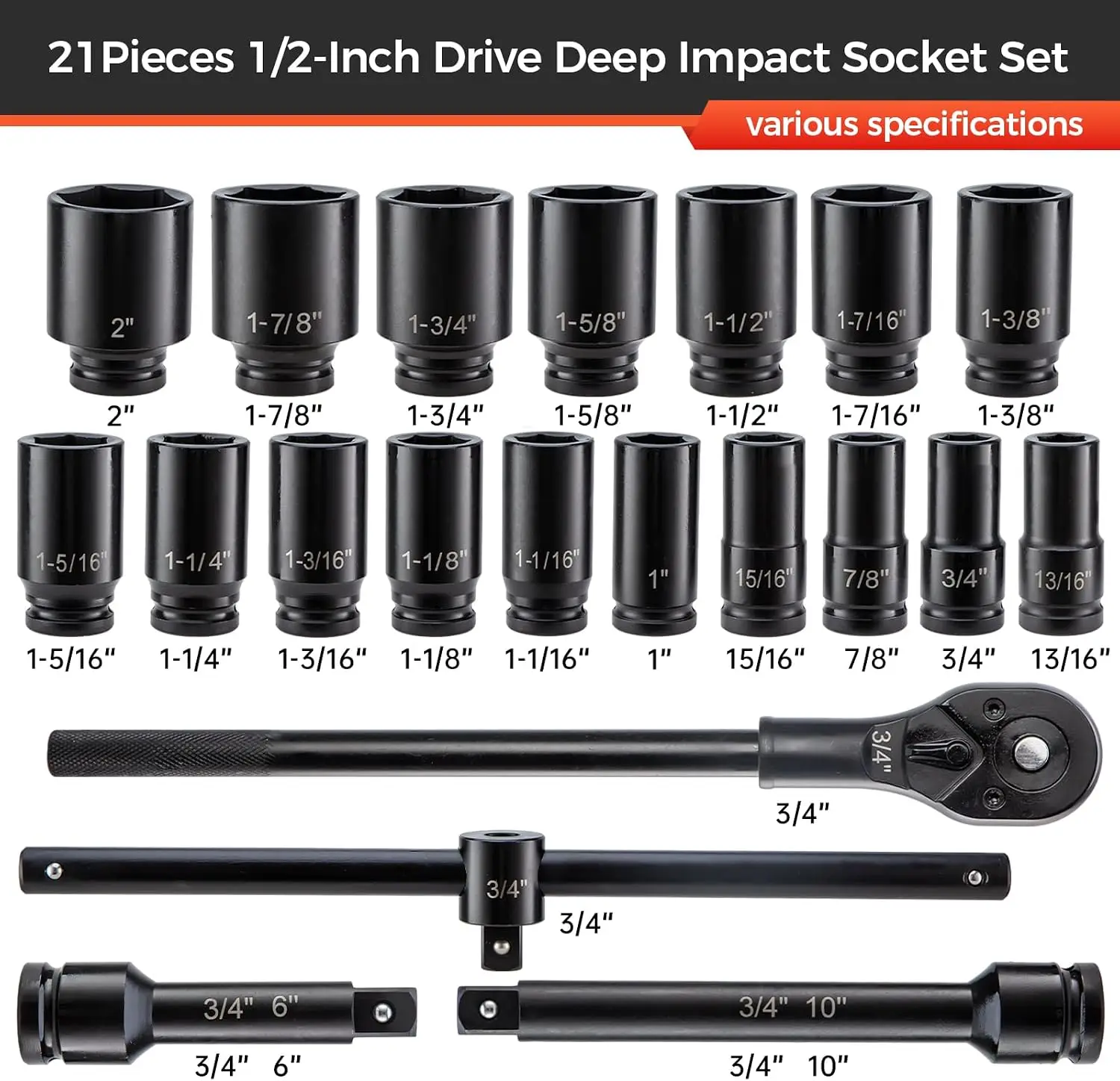21PCS 3/4