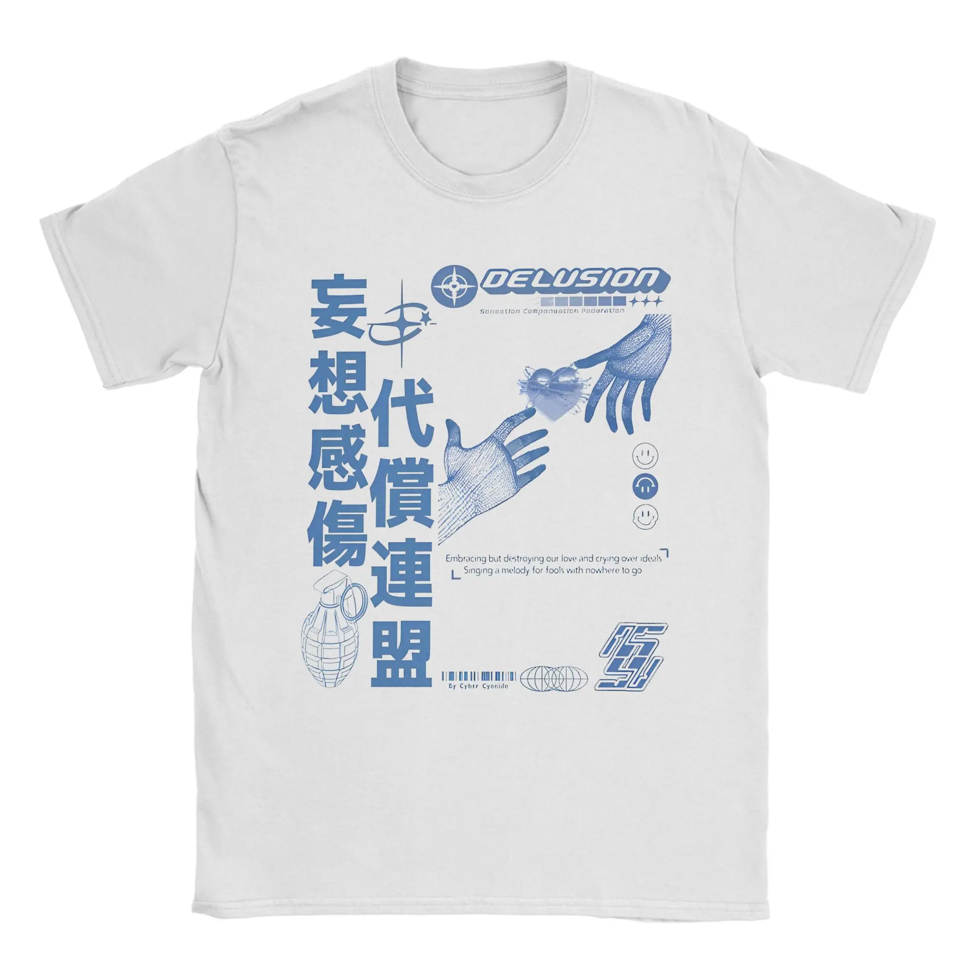 Men Cybercore Y2k Delusion Sensation Compensation Federation T Shirt frutiger aero Cotton Tops Round Collar Tees Printed T-Shirt