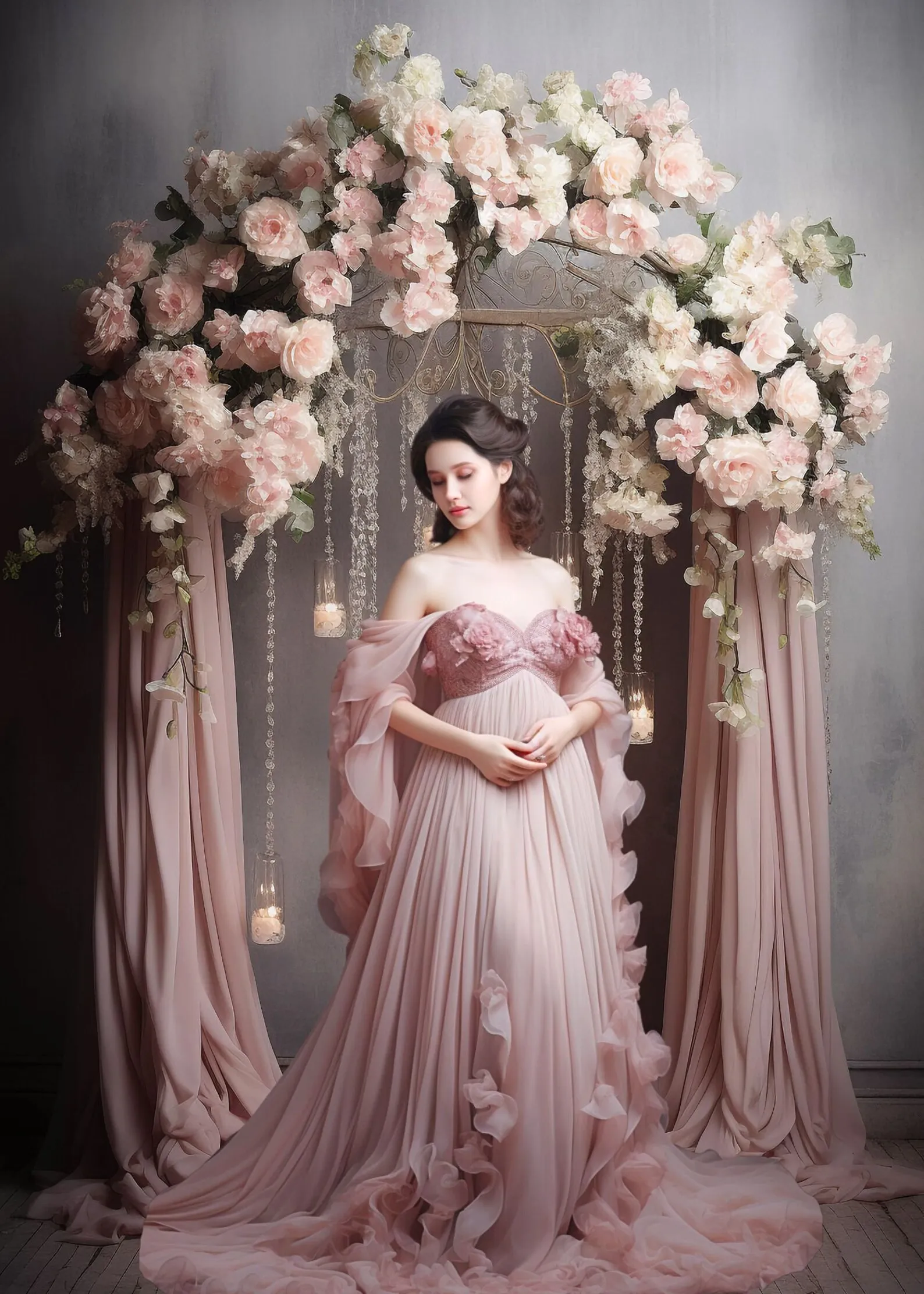 Mehofond 사진 배경 아치, 꽃 창 커튼, 성인 생일, 결혼식, 출산 초상화 장식, 사진 스튜디오 배경