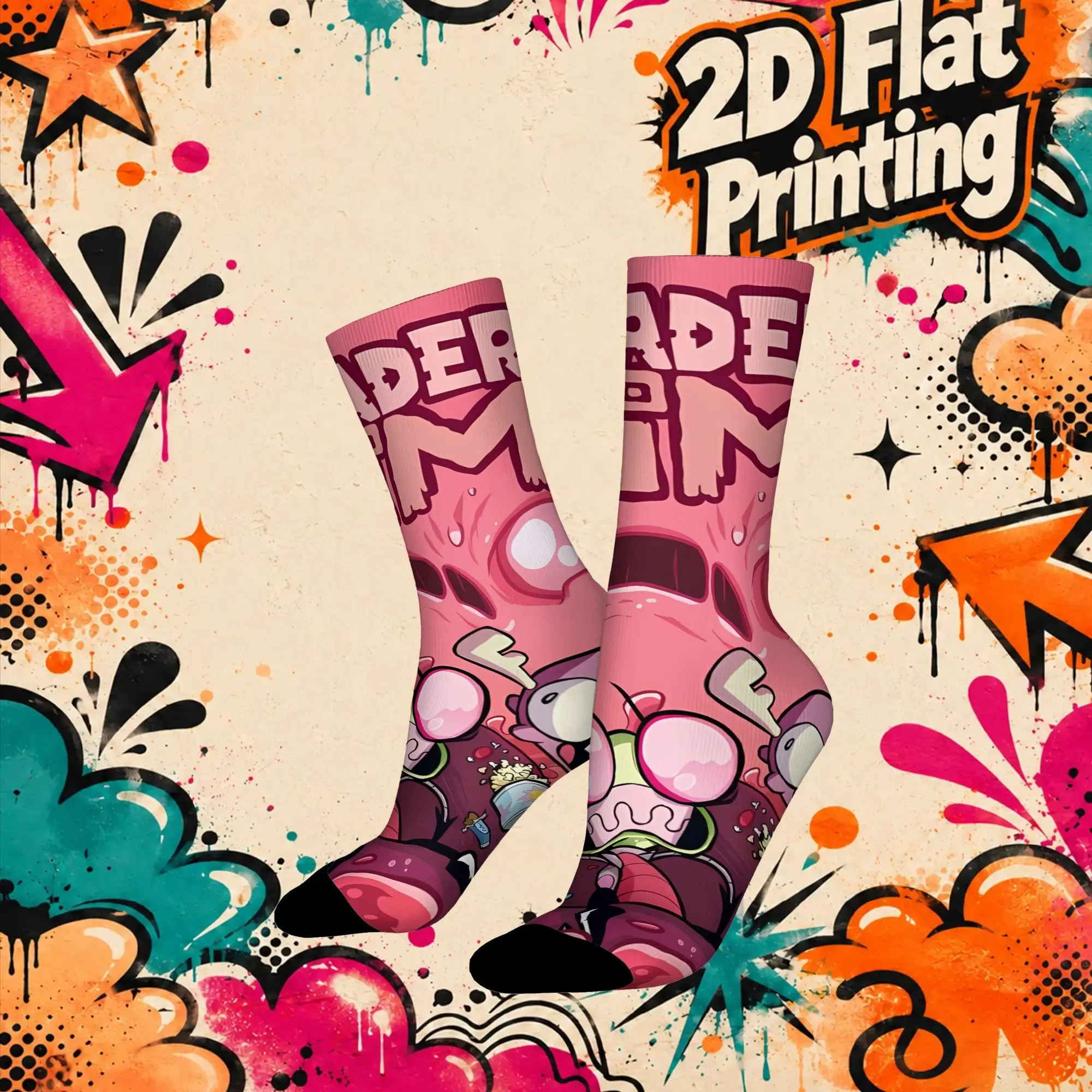 Invader Zim Anime Retro  Street Style Novelty Casual Crew Winter Sock Sports Socks