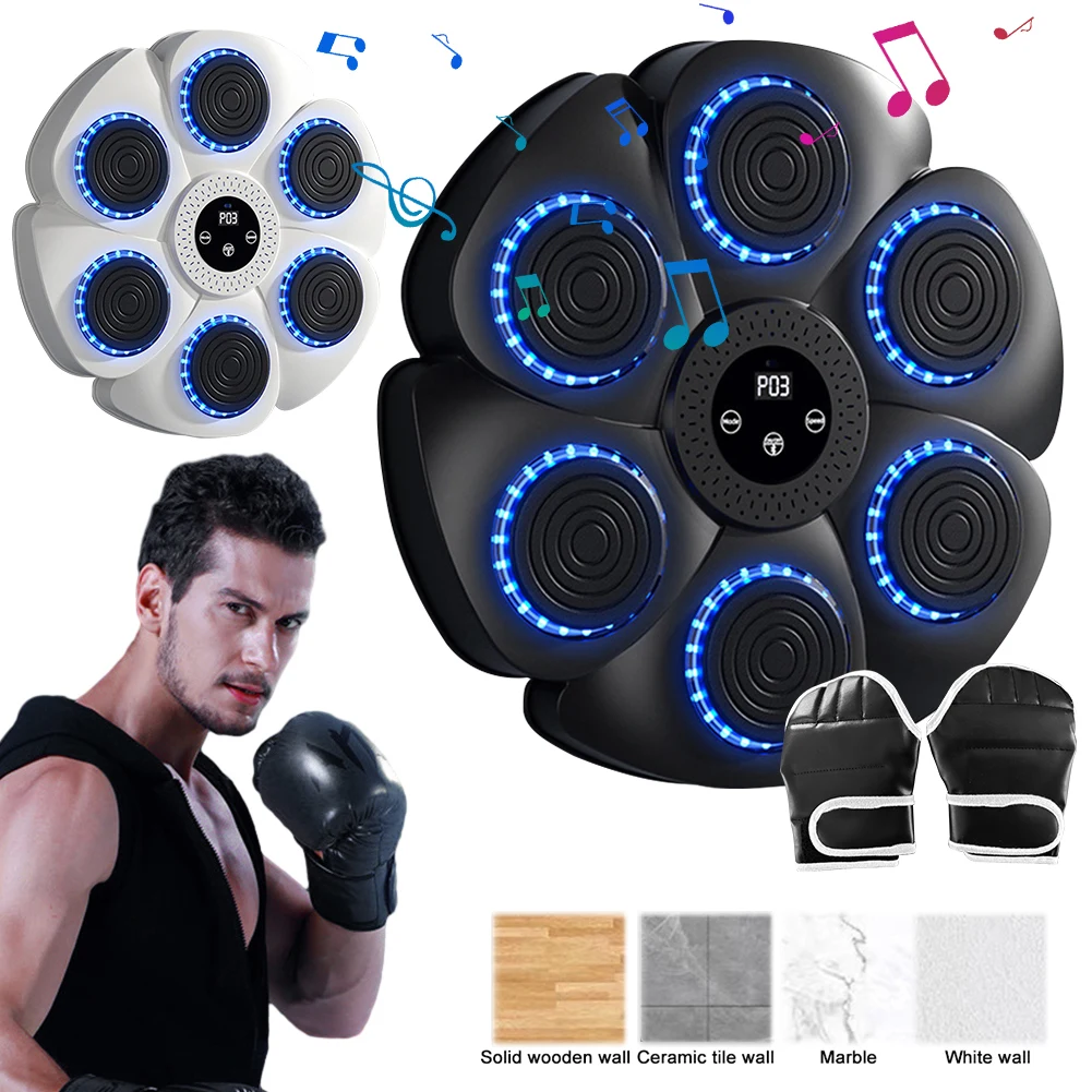 Máquina de boxe musical, perfurador de boxe ajustável, equipamento de treinamento de boxe, carregamento tipo c com luvas para academia em casa