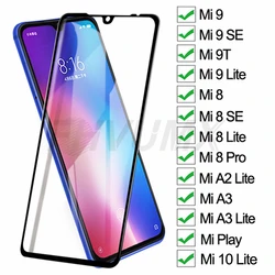 Protector de pantalla de vidrio templado 15D para móvil, funda de película de seguridad para Xiaomi Play Mi 9, 10 Lite, Mi 8, 9 SE, A3, A2 Lite, Mi8 Pro